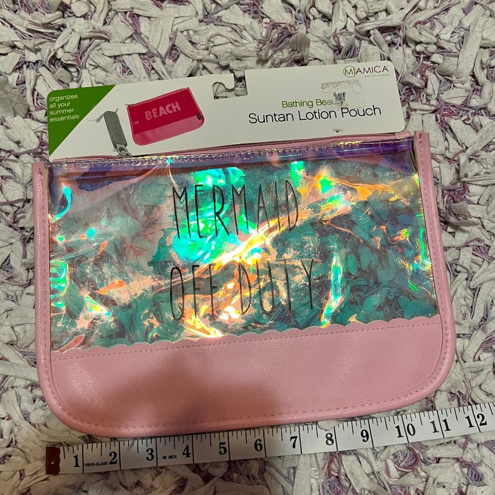 NEW Travel Bag Cosmetic Suntan Pouch Metallic Shiny Mermaid Off Duty